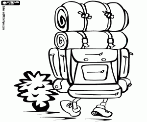 Coloriage Aventurier avec un gros sac à dos