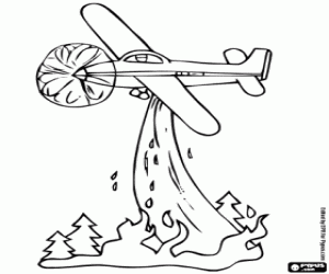 Coloriage Avion bombardier d'eau en action