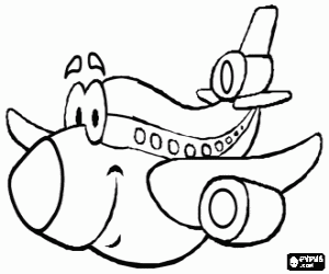 Coloriage Avion heureux et souriant