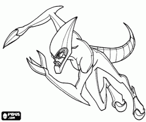 Coloriage AX-LR, un alien de Ben 10