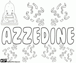 Coloriage Azzedine, nom pour garçon