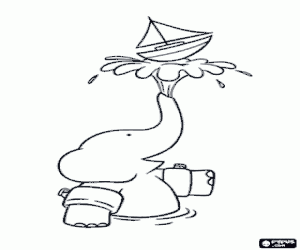 Coloriage Babar l'éléphant et le bateau jouet