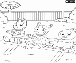 Coloriage Backyardigans sur un banc