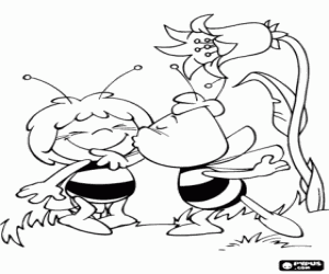 Coloriage Baiser sur la joue, Willy à Maya