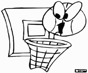 Coloriage Ballon de basket dans le panier
