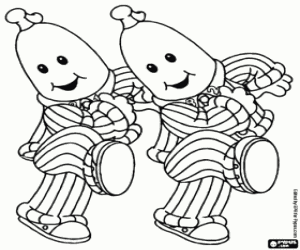 Coloriage Les bananes B1 et B2 avec leur pyjama