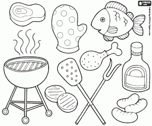 Coloriage Barbecue, un repas de fête