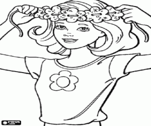 Coloriage Barbie et le diadème de fleurs