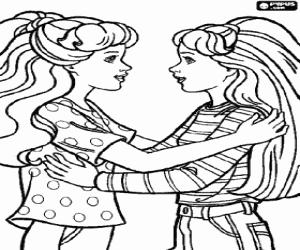 Coloriage Barbie parle avec son amie