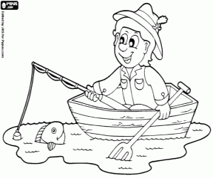 Coloriage Barque pour la pêche récréative