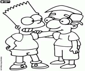 Coloriage Bart Simpson et Milhouse, les amis