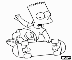Coloriage Bart Simpson et le skateboard