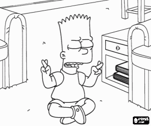 Coloriage Bart Simpson traversant ses doigts