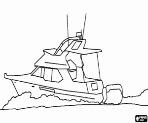 Coloriage Bateau de pêche et de randonnée