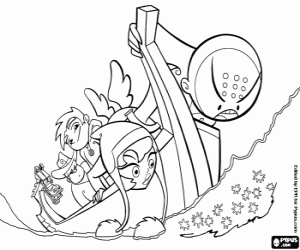 Coloriage Le bateau-dragon et les guerriers Xiaolin
