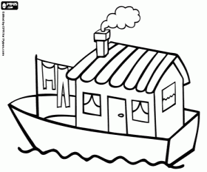 Coloriage Bateau maison