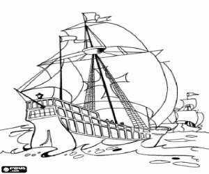 Coloriage Les bateaux du premier voyage de Colomb