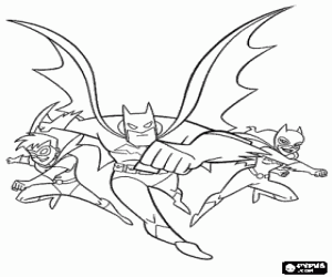 Coloriage Batman, Batwoman et Robin