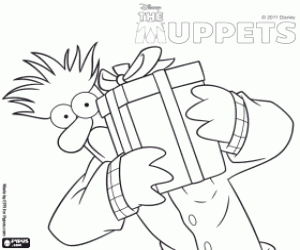 Coloriage Beaker avec un grand cadeau