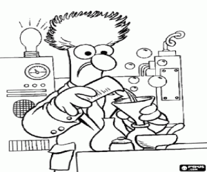 Coloriage Beaker à le laboratoire de Muppets
