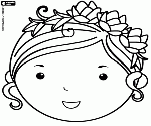 Coloriage Beau visage avec la couronne de fleur