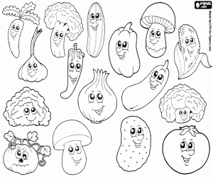 Coloriage Beaucoup de légumes à manger