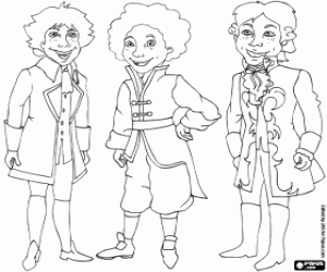 Coloriage Beethoven, Bach et Mozart, jeunes