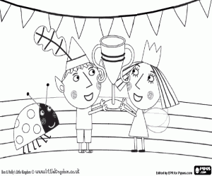 Coloriage Ben et Holly avec le trophée