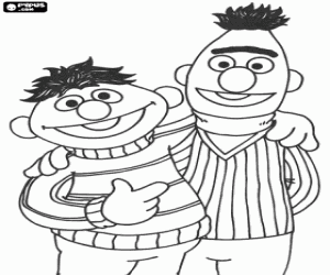 Coloriage Bert et Ernie, deux grands amis