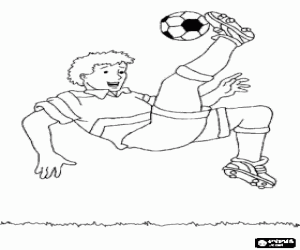Coloriage La bicyclette, un coup dans le football