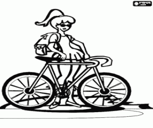 Coloriage Bicyclette - Vélo avec son propriétaire