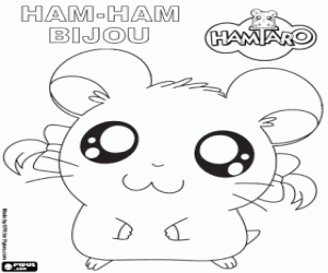 Coloriage Bijou, un hamster Hamtaro