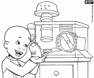 Coloriage Bill Junior prend soin de son hamster