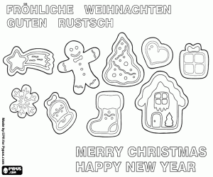 Coloriage Biscuits de Noël en ENG et DE