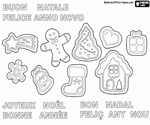 Coloriage Biscuits de Noël en IT, FR, CAT