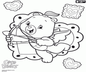 Coloriage Bisounour, Cupidon sur la Saint-Valentin