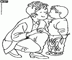 Coloriage Bisous et fleurs, cadeaux pour maman