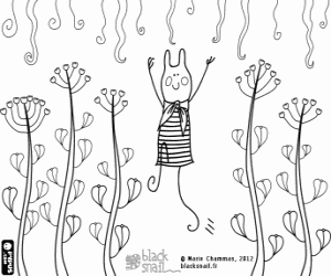 Coloriage Blackie et les plantes capsella