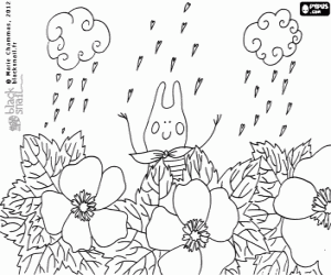 Coloriage Blackie et les plantes renoncules
