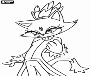 Coloriage Blaze the Cat, un personnage de Sonic