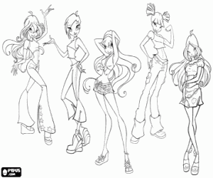 Coloriage Bloom, Stella, Musa, Tecna et Flora