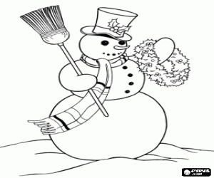 Coloriage Bonhomme de neige avec des ornements de Noël