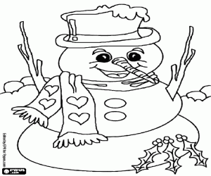Coloriage Bonhomme de neige à Noël