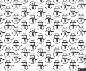 Coloriage Bonhommes de neige, fond de Noël