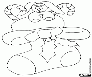 Coloriage Botte de Noël avec feuille de houx