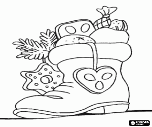 Coloriage Botte plein des gâteaux de Noël