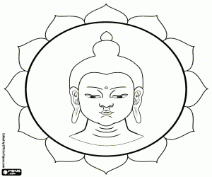 Coloriage Bouddha de la médecine e la fleur de lotus