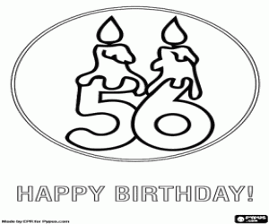 Coloriage Deux bougies pour le 56 anniversaire