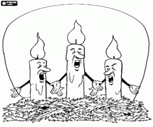 Coloriage Les bougies chantant des chants de Noël