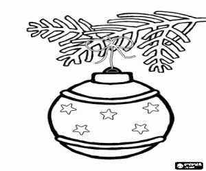 Coloriage Boule de Noël décoré d'étoiles